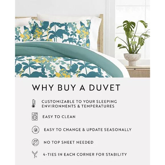 I Enjoy Reversible Patterned 3 Piece Duvet Cover Set King / Cal Teal - Picture 4 of 14